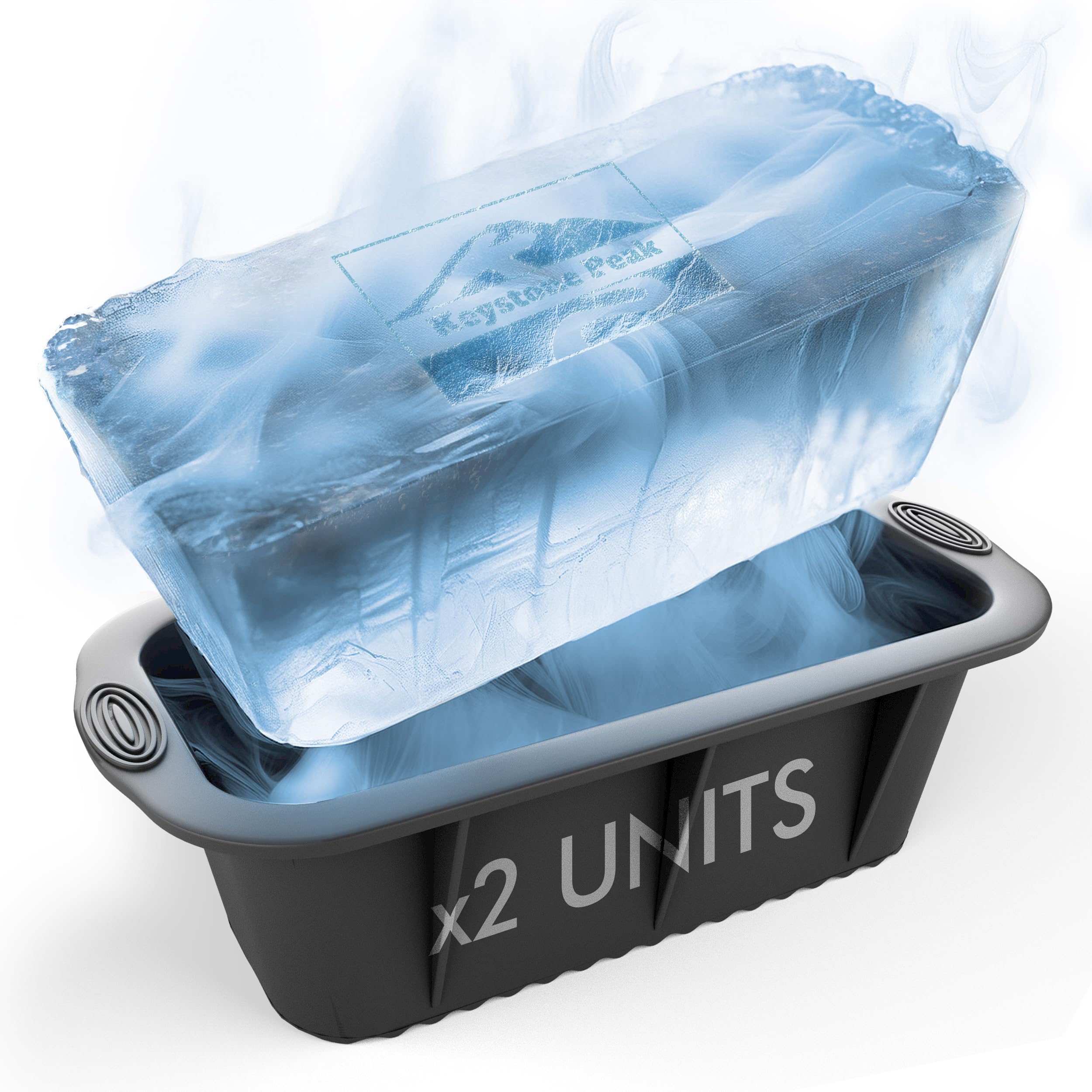 Extra Large Ice Block Mold for Ice Bath Pack of 2 Cold Plunge Ice Mold 2.5 lbs Ice Brick - Professional Food Grade Silicone Ice Block Mold - Cold Plunge Ice tray for Ice Bath